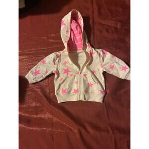 Baby Girls Hoodie 3-6M Pink Stars Zip Front Hooded Sweatshirt Long Sleeve Cute